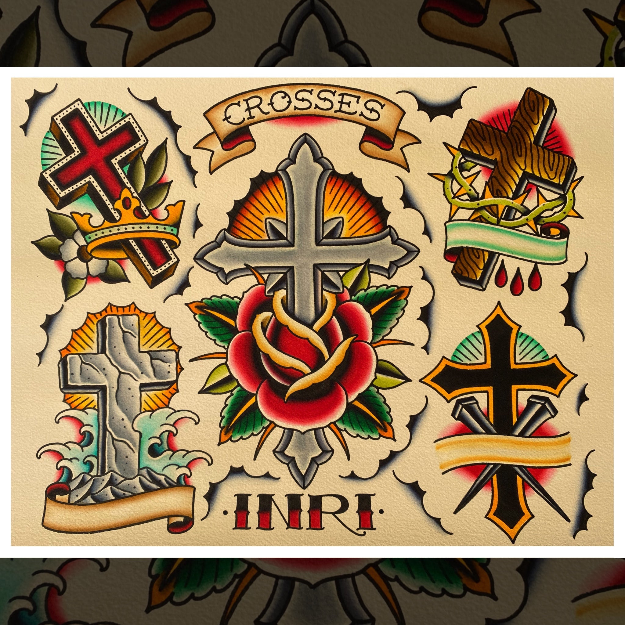 Traditional Cross Tattoo Flash