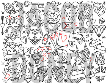 DIGITAL DOWNLOAD VALENTINES SHEET LINEWORK