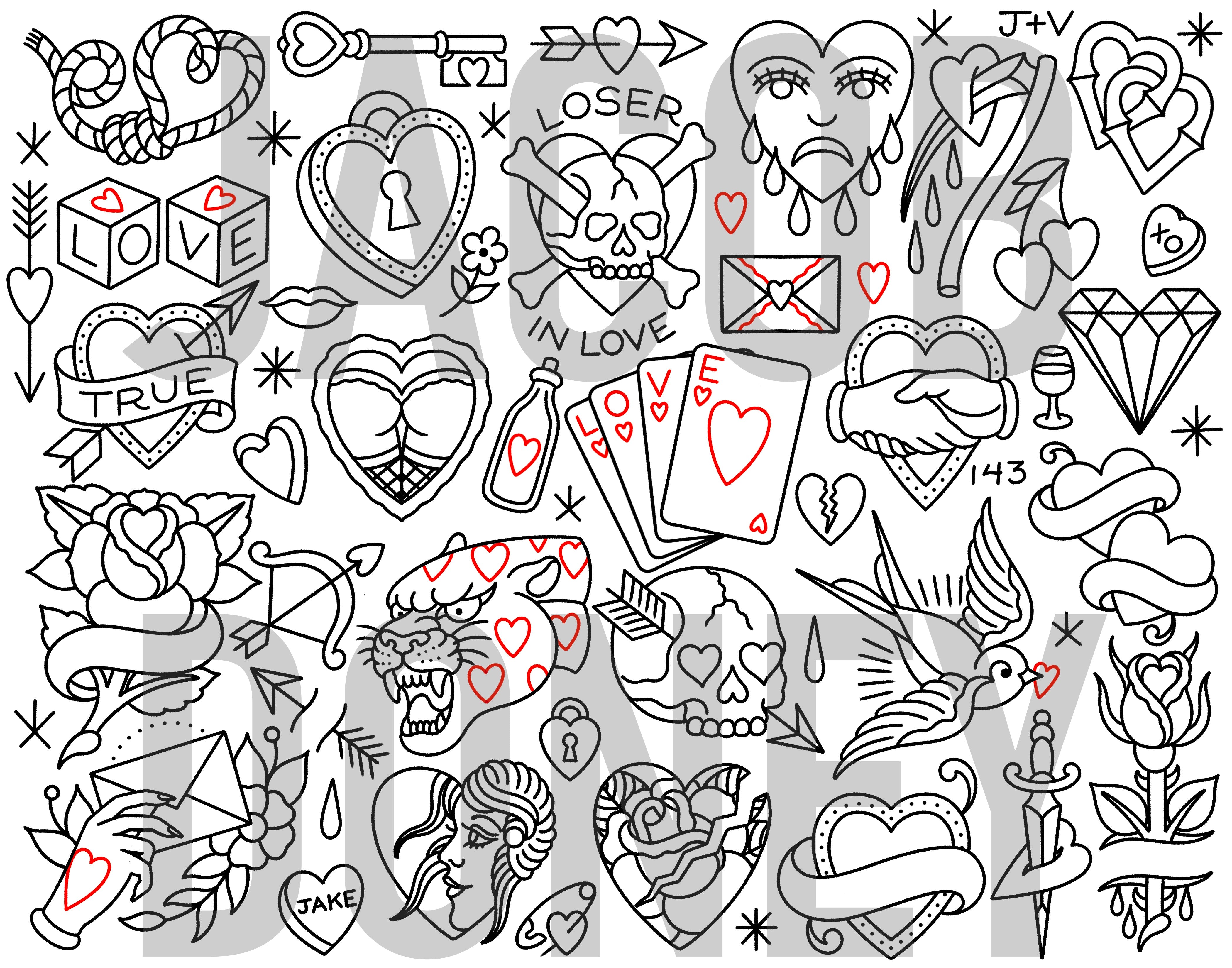DIGITAL DOWNLOAD VALENTINES SHEET LINEWORK