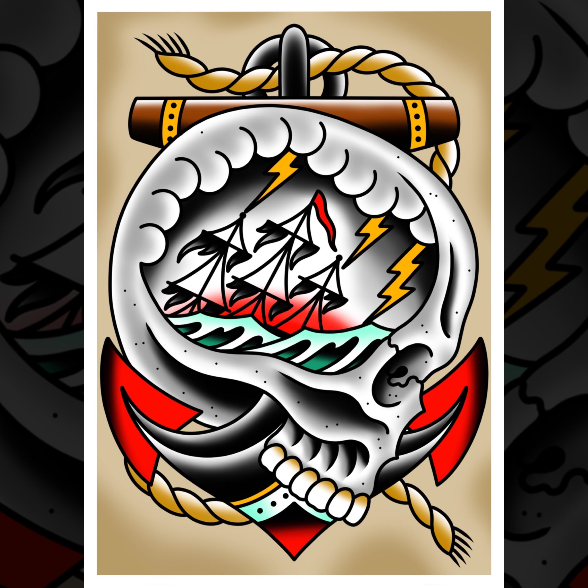 SKULL ANCHOR 5X7