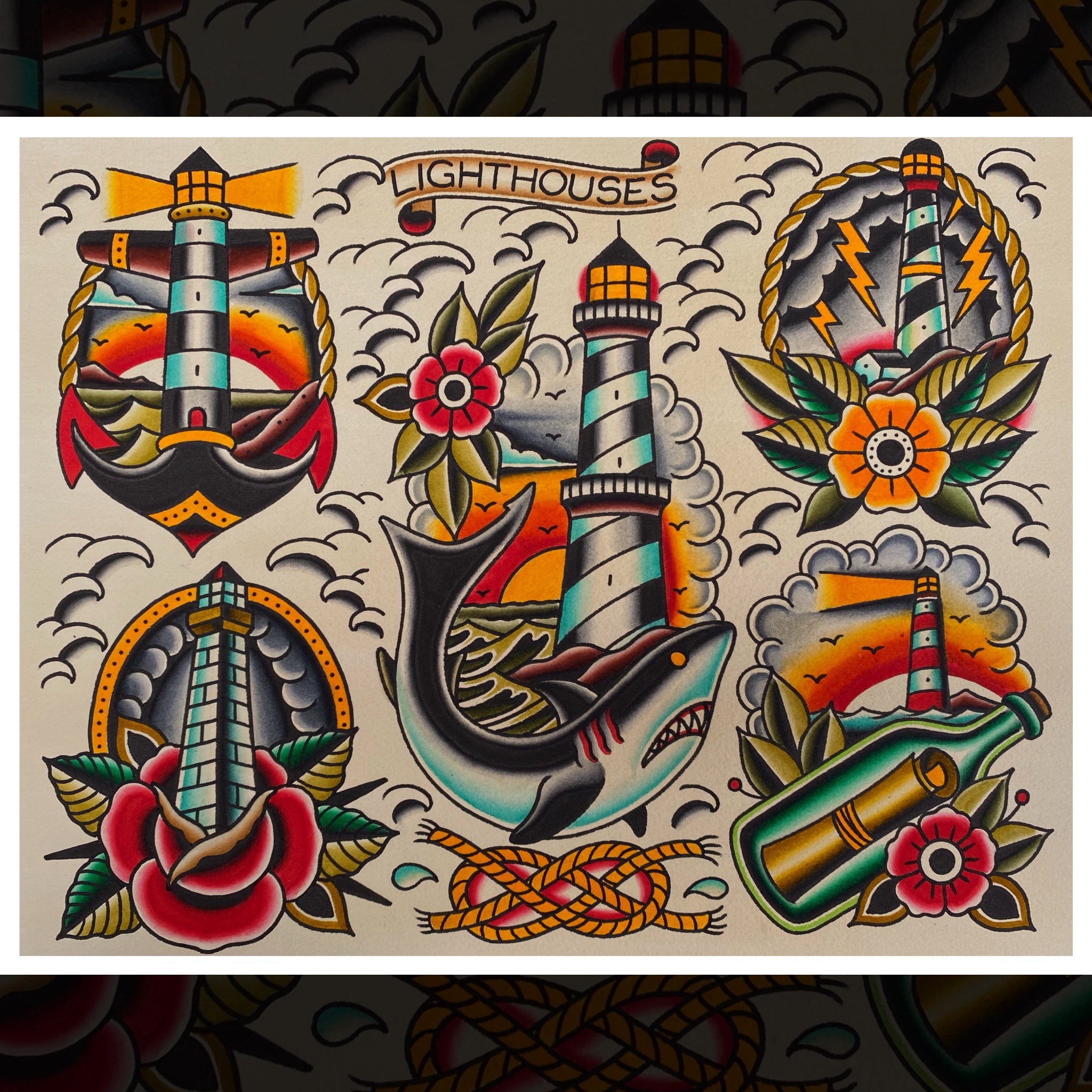 LIGHTHOUSES TATTOO FLASH