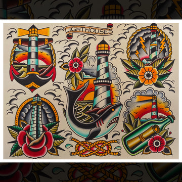 LIGHTHOUSES TATTOO FLASH