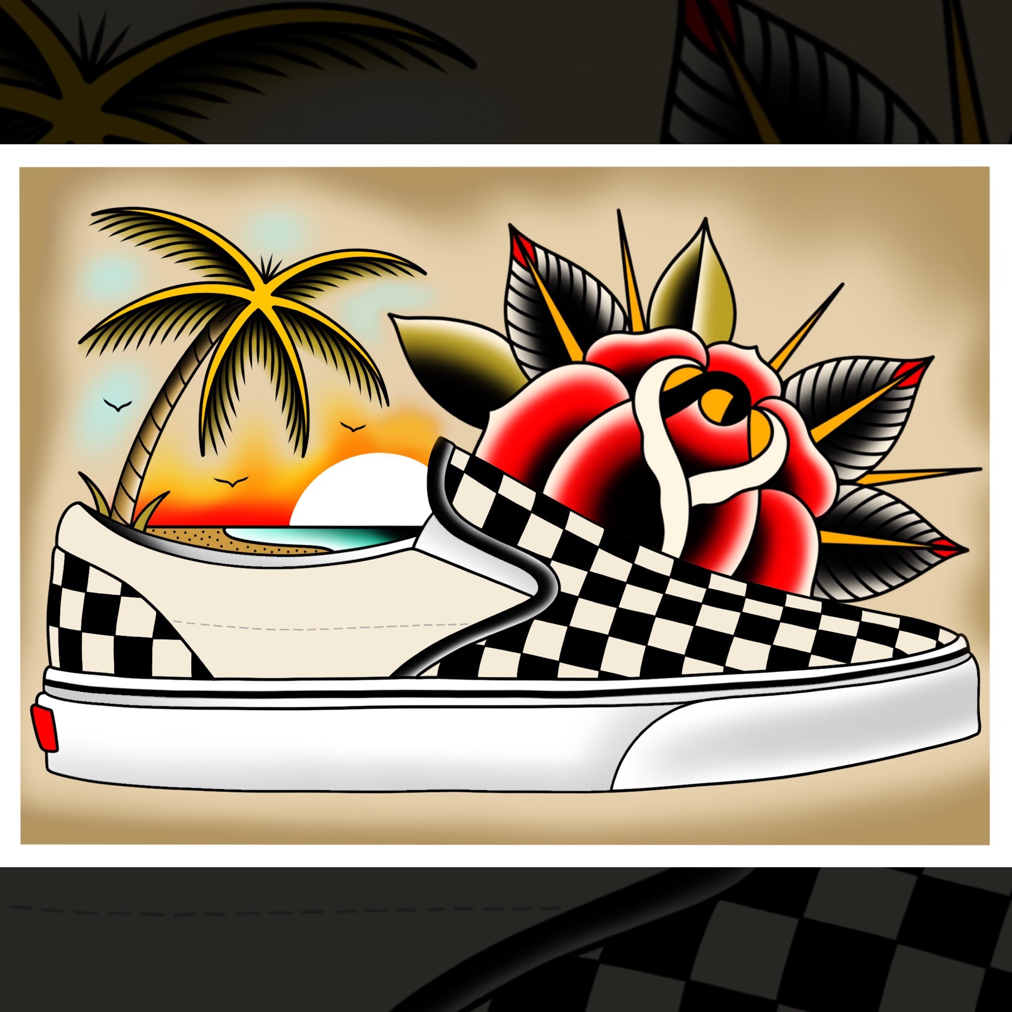 CHECKERED VANS SLIP-ON PRINT
