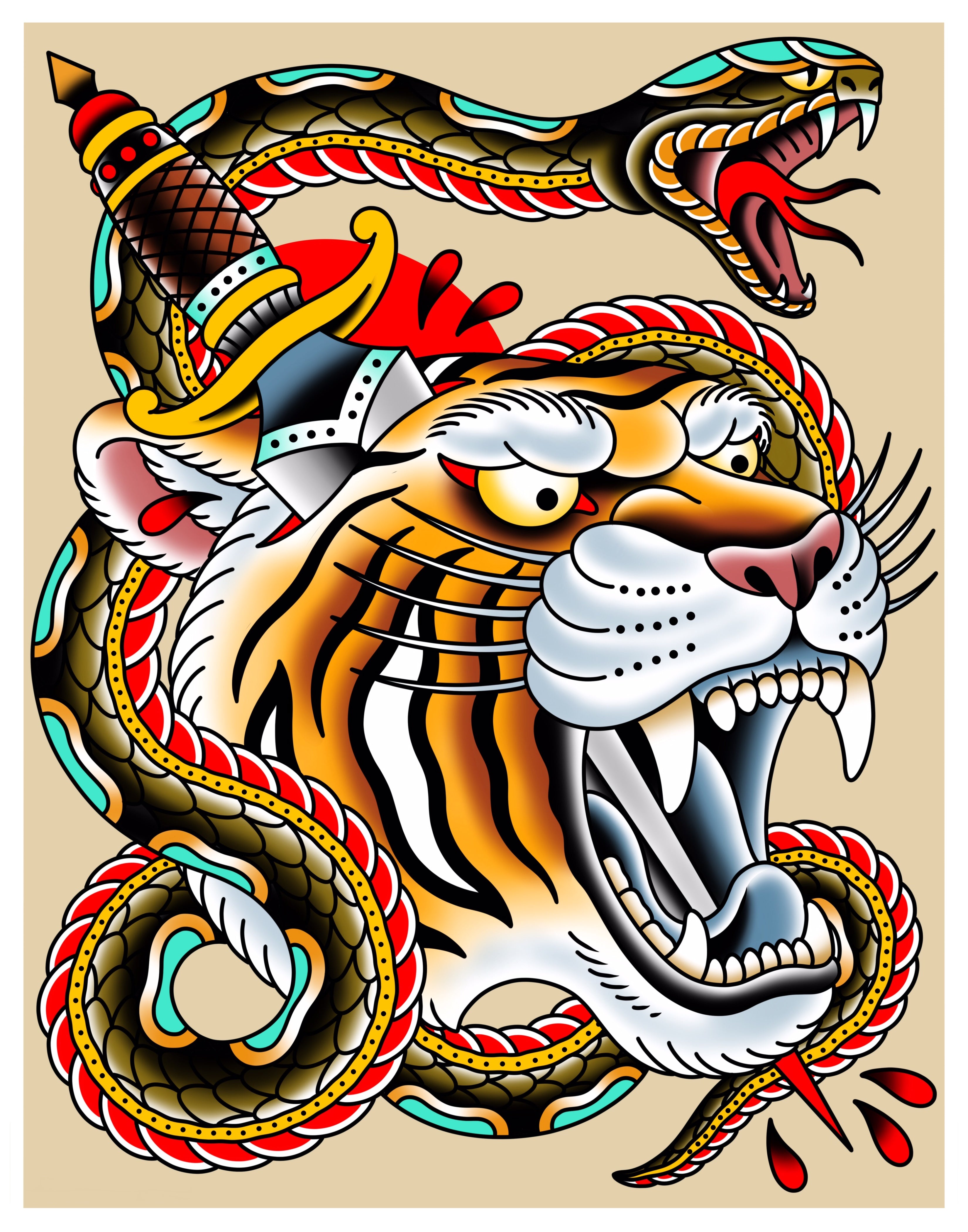 DIGITAL DOWNLOAD TIGER AND SNAKE PRINT